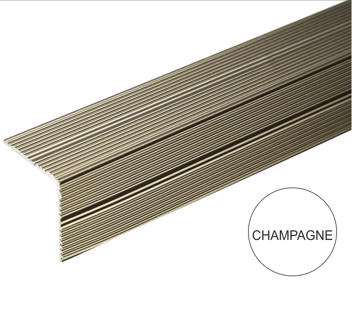 A34 35 x 35mm Anodised Aluminium Self Adhesive Non Slip Ribbed Treads Stair Nosing Edge Trim