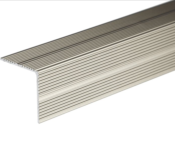 A34 35 x 35mm Anodised Aluminium Self Adhesive Non Slip Ribbed Treads Stair Nosing Edge Trim