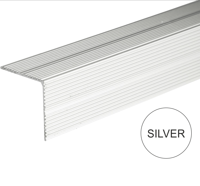 A34 35 x 35mm Anodised Aluminium Self Adhesive Non Slip Ribbed Treads Stair Nosing Edge Trim