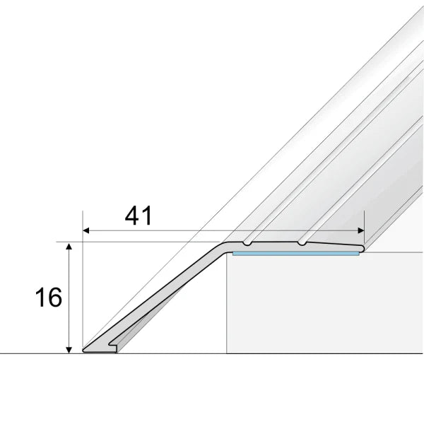 A47 41mm anodised aluminium self adhesive door threshold ramp profile for smooth UK floor transitions 1