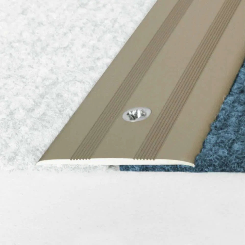 A08 35mm anodised aluminium flat door threshold profile for UK doorways and smooth floor transitions