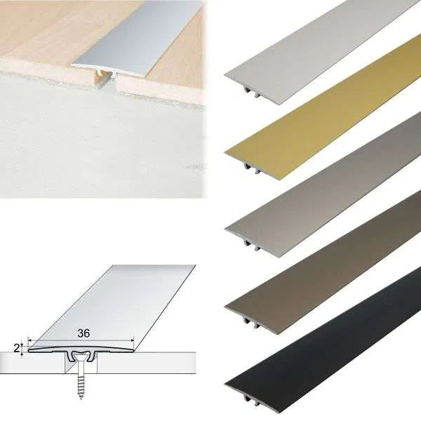 A68 36mm anodised aluminium flat door threshold strip for smooth and safe doorway floor transitions 1