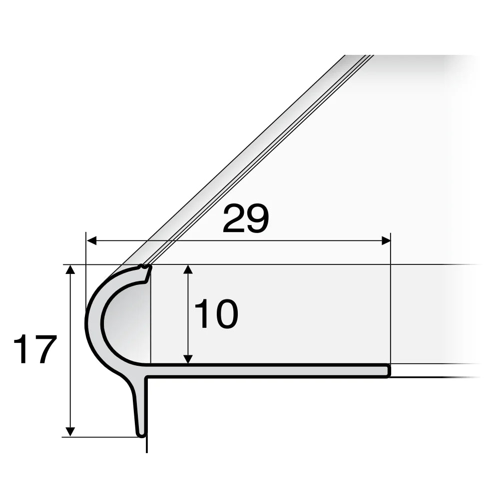 A80 29mm x 17mm x 10mm Stair Nosing Edge Trim Step Edging For Tiles
