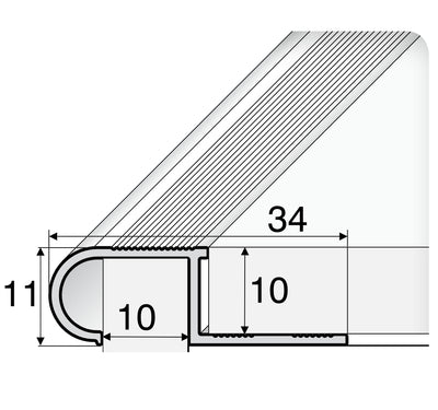 A81 34mm x 11mm x 10mm Aluminium Stair Nosing Edge Trim Step Edging For Tiles