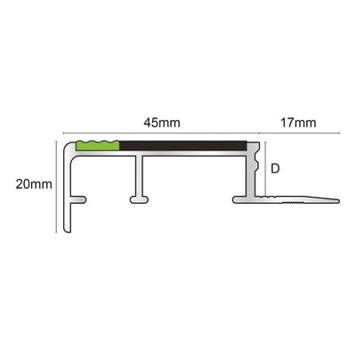 ATS – 10mm Tredsafe Non Slip Slimline Stair Nosing size