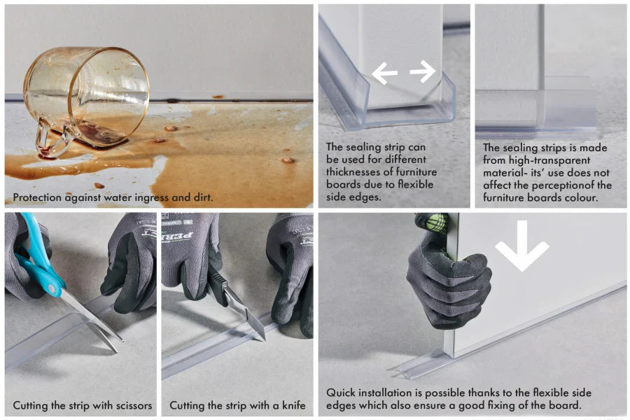 Black Kickboard Trim MDF Panel Cover PVC Plinth Sealing Strip