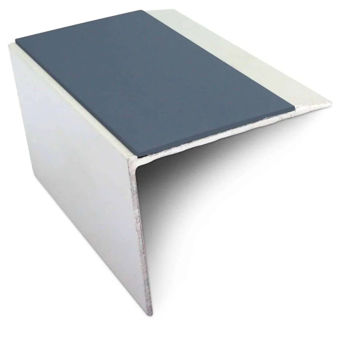 NSL21 67×55mm DDA compliant aluminium non-slip stair nosing edge trim with PVC insert fitted on a UK stair edge. 3
