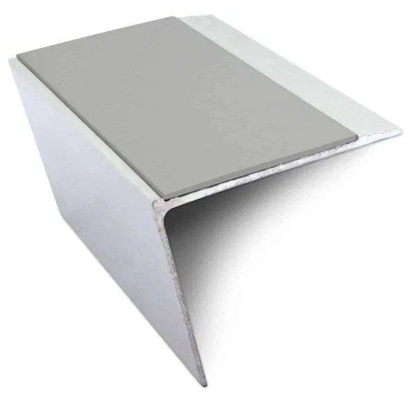 NSL26 67×55mm DDA compliant aluminium non-slip stair nosing edge trim with PVC insert fitted to a UK stair edge. 6