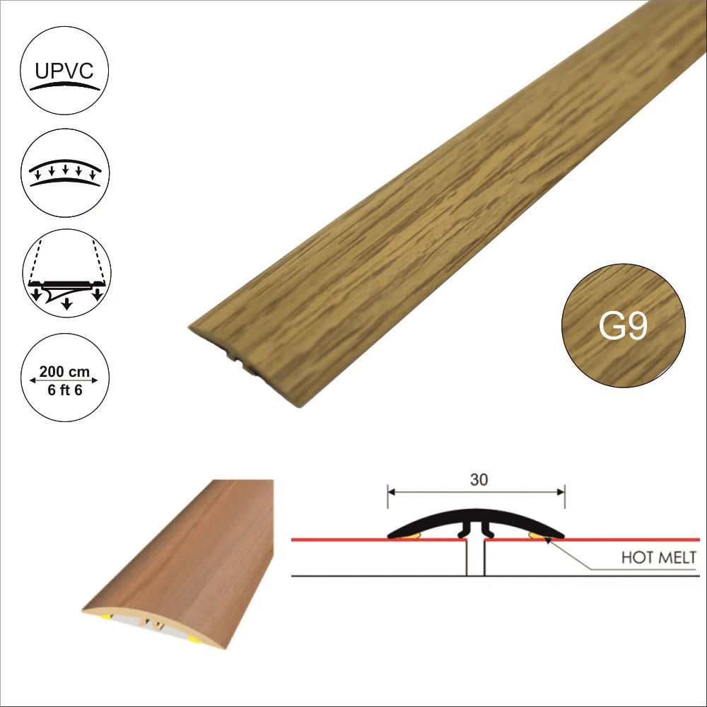 M-M0300 30mm PVC Wood Effect Flat Self Adhesive Door Threshold Strip for Internal Floor Transitions UK G9