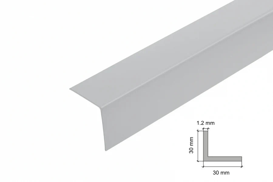 Equal & Unequal Edge Protector Light Grey PVC Plastic Corner Angle Trim 90°