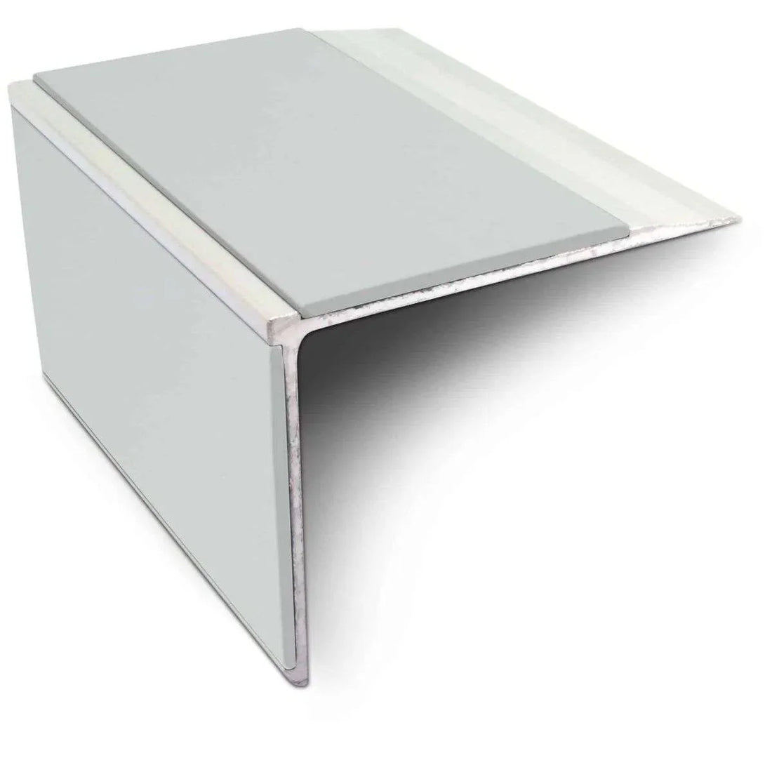 NSL27 75×58mm DDA compliant aluminium non-slip stair nosing edge trim with PVC insert installed on a UK stair edge. 6