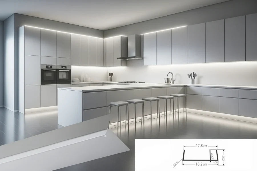 Light Grey Kickboard Trim PVC Plinth Sealing Strip MDF Panel Cover