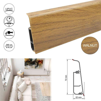 Lima 72mm PVC Skirting Board With Cable Management System