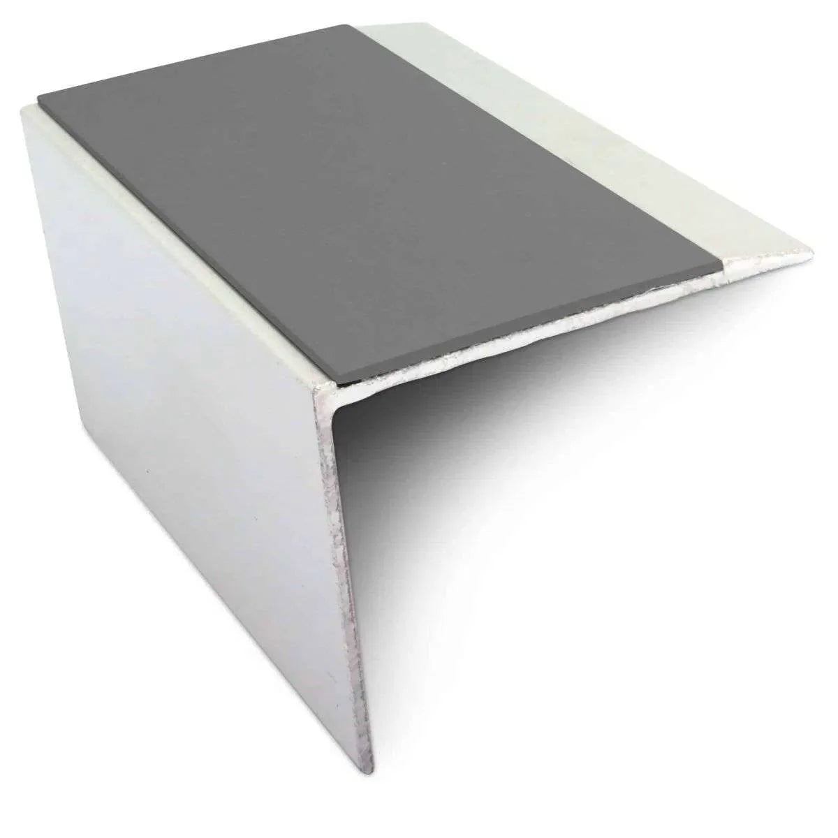 NSL21 67×55mm DDA compliant aluminium non-slip stair nosing edge trim with PVC insert fitted on a UK stair edge. 6