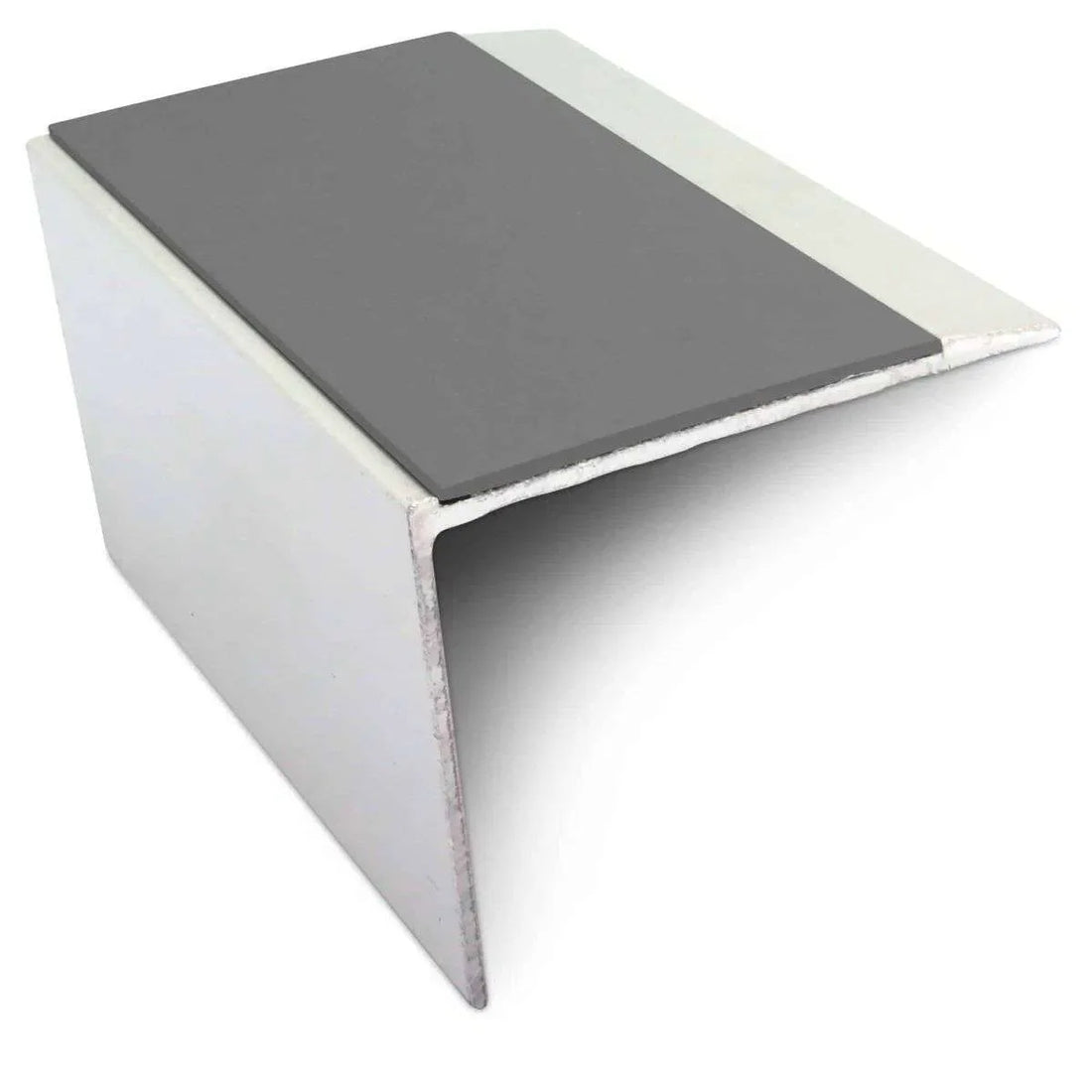 NSL21 67×55mm DDA compliant aluminium non-slip stair nosing edge trim with PVC insert fitted on a UK stair edge. 6