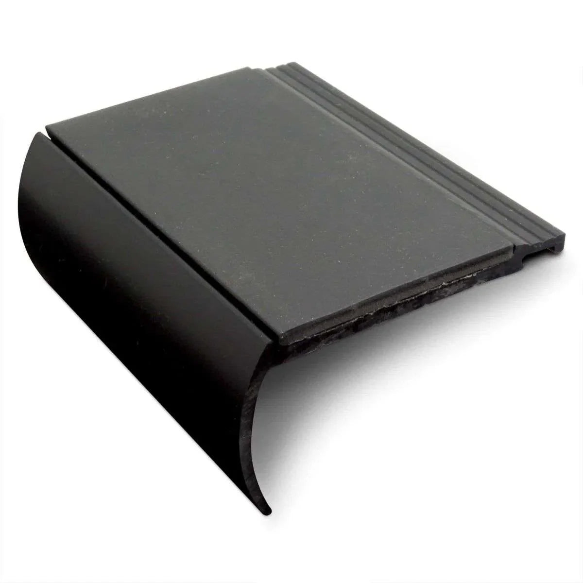 NHB 72x38mm heavy-duty hard nose PVC stair nosing installed on stairs for safety, durability, and edge protection. 2