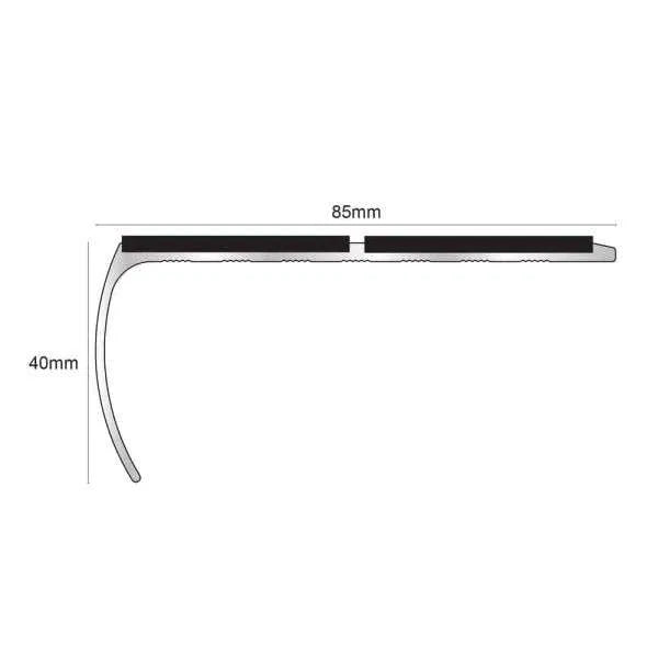 NSL29 87×40mm aluminium non-slip stair nosing edge trim with PVC insert fitted on a UK stair edge. 11