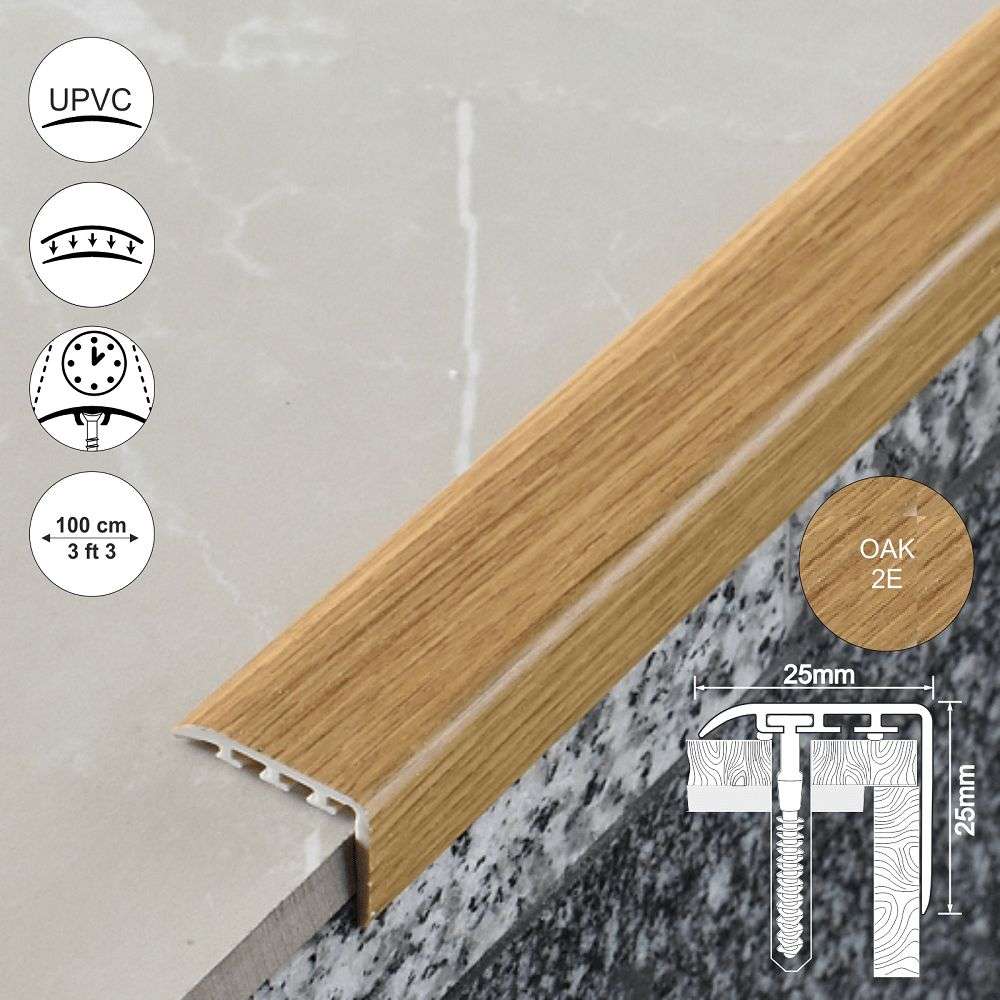 D-K0300 25x25mm PVC Wood Effect Stair Nosing | Durable Edge Protection 4