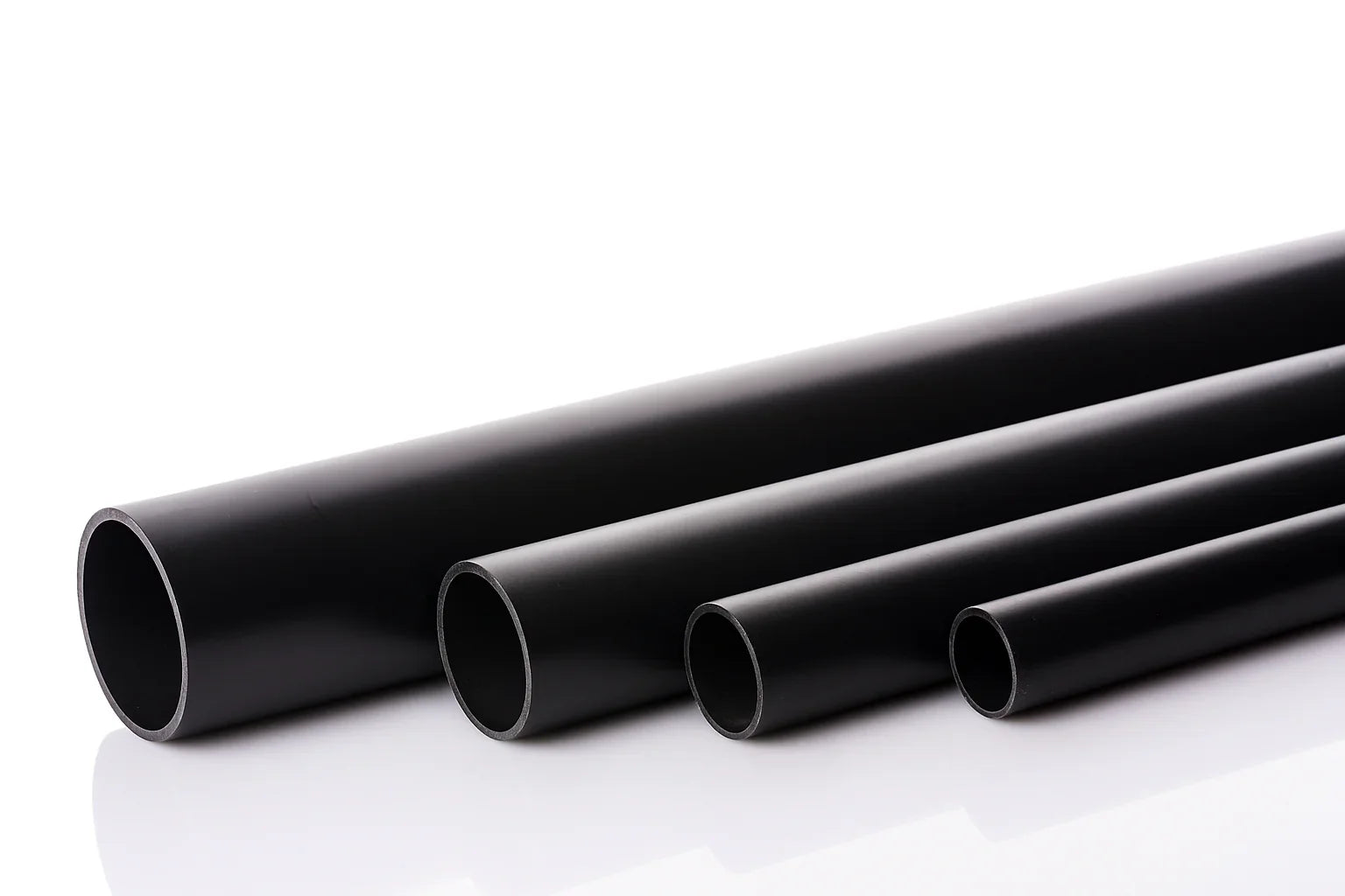 PVC Plastic Round Pipe Tube Black -1m / 39.37" Length