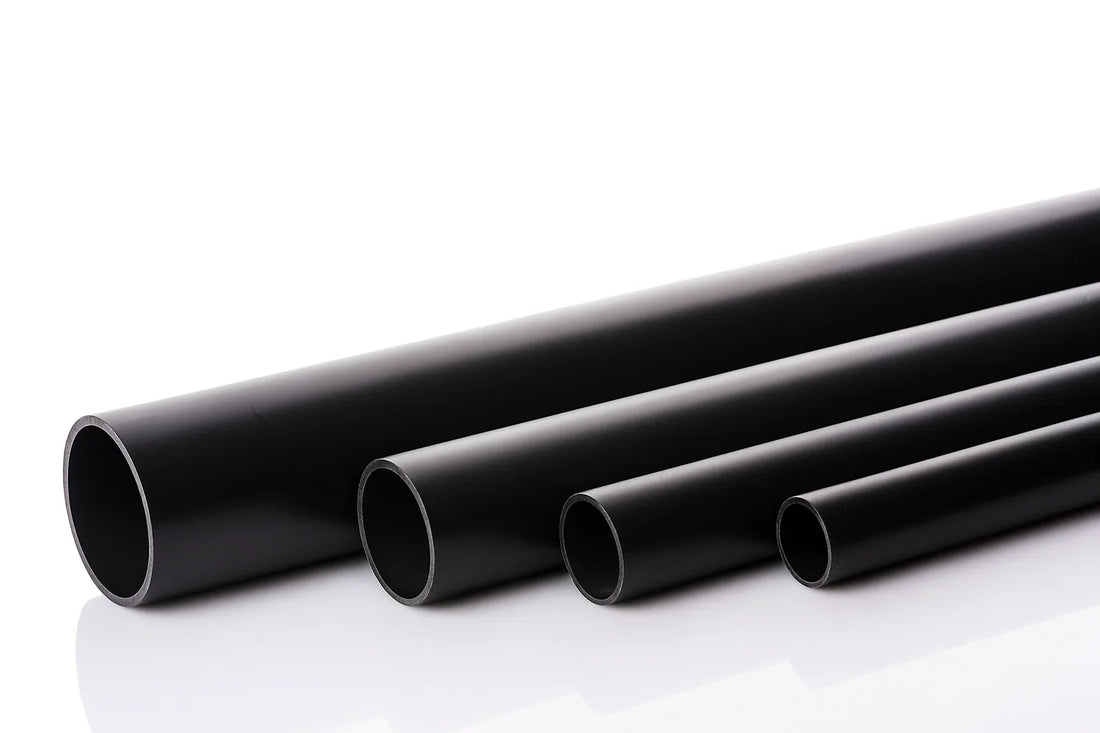 PVC Plastic Round Pipe Tube Black -1m / 39.37" Length
