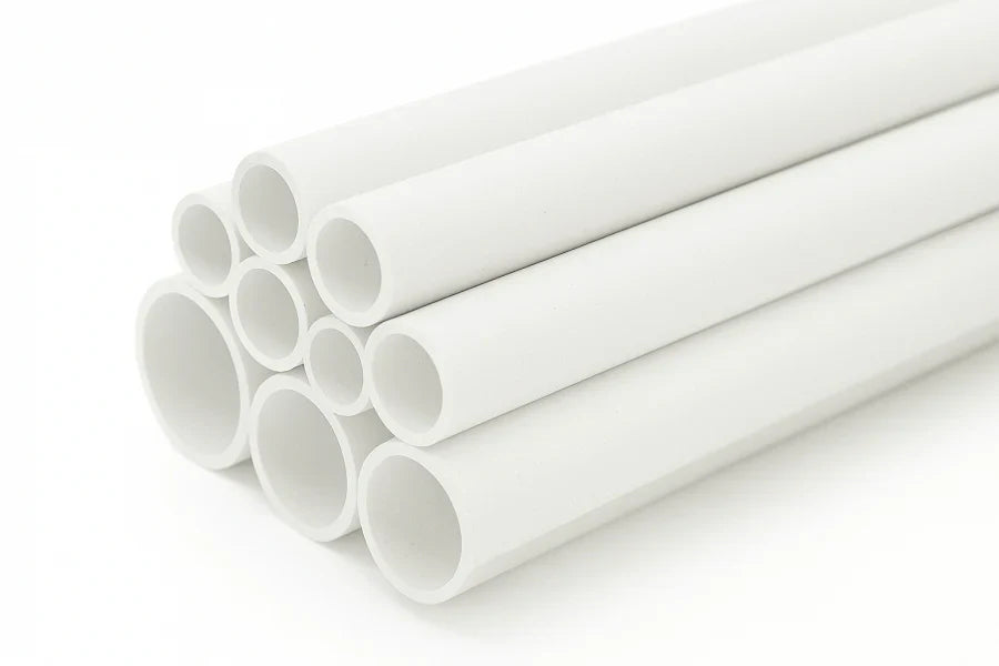 PVC Plastic Round Pipe Tube White -1m / 39.37" Length