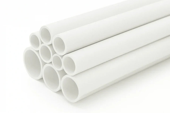 PVC Plastic Round Pipe Tube White -1m / 39.37" Length