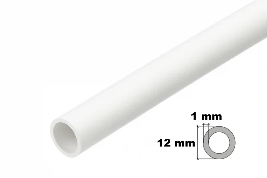 PVC Plastic Round Pipe Tube White -1m / 39.37" Length