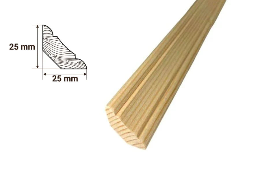 Pine Wood Smooth & Grooved Trim Moulding Strip Scotia Beading