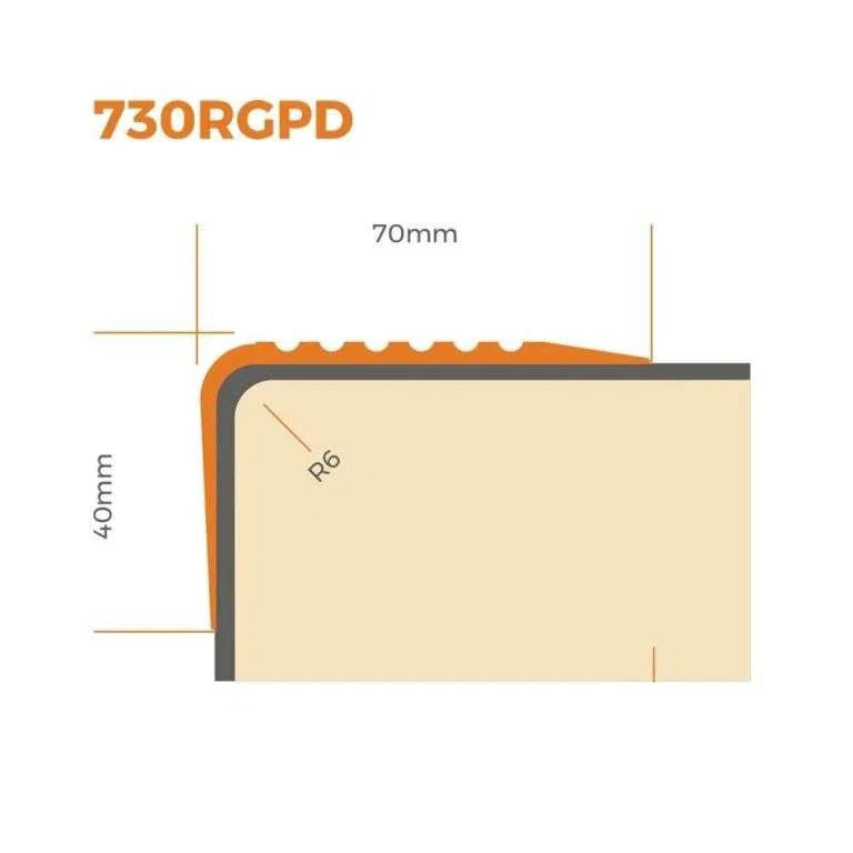 Flexible Stair Nosing 730-RGPD ( 1200mm x 70mm x 40mm )