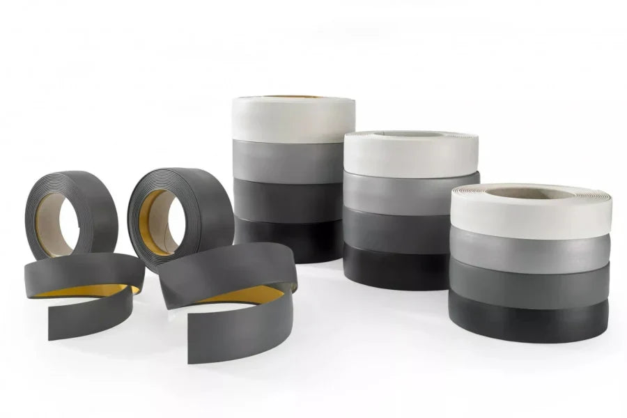 Self-Adhesive PVC Plastic Roll Black White Anthracite Cover Strip Flat Bar