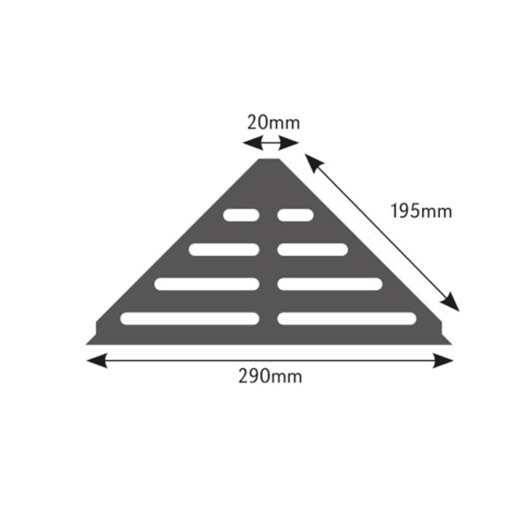 Stainless steel reversible shower shelf installed in a modern UK bathroom shower holding toiletries neatly. 1
