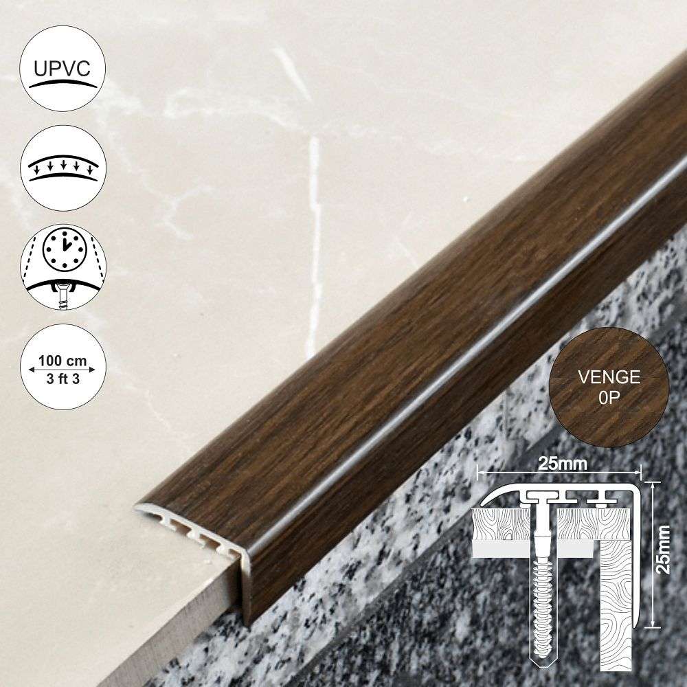 D-K0300 25x25mm PVC Wood Effect Stair Nosing | Durable Edge Protection 5