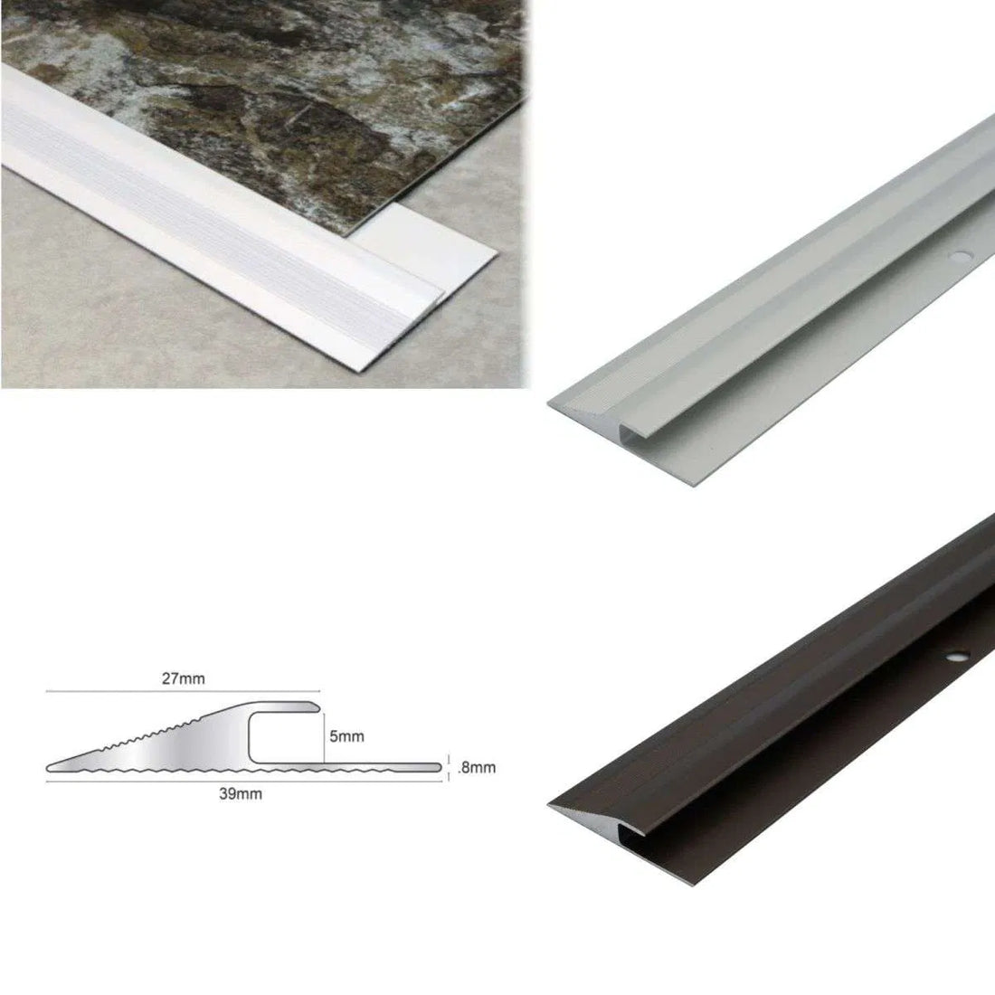2.7m Vinyl Flooring Edge Reducer Trim | LVT Threshold & Transition Strip