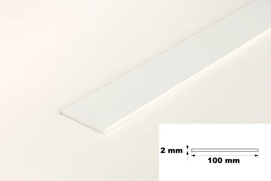 White PVC Plastic Bar Strip Roll Flat Architrave Trim Various Sizes