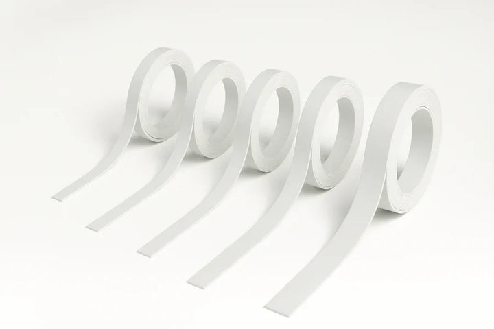 White PVC Plastic Bar Strip Roll Flat Architrave Trim Various Sizes
