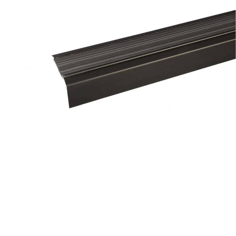 A38 46x30mm anodised aluminium non-slip rubber stair nosing edge trim for UK stair safety & step protection 2