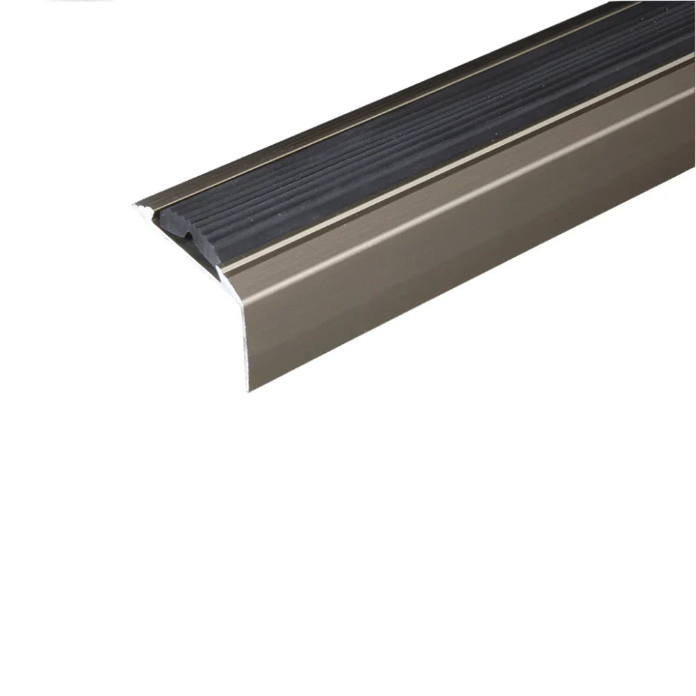 A38 46x30mm anodised aluminium non-slip rubber stair nosing edge trim for UK stair safety & step protection 3