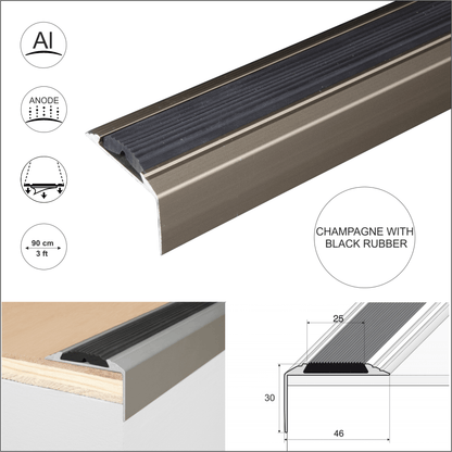 A80 29mm x 17mm x 10mm Stair Nosing Edge Trim Step Edging For Tiles
