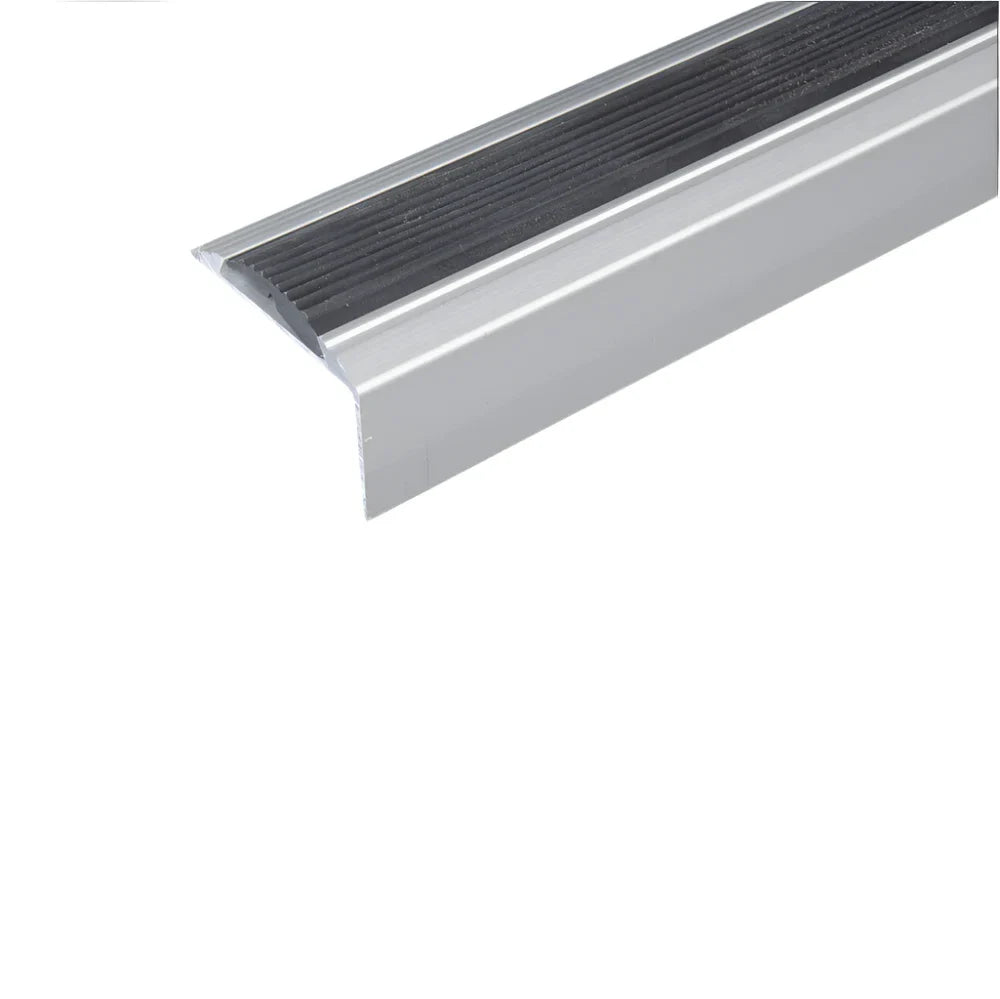 A38 46x30mm anodised aluminium non-slip rubber stair nosing edge trim for UK stair safety & step protection