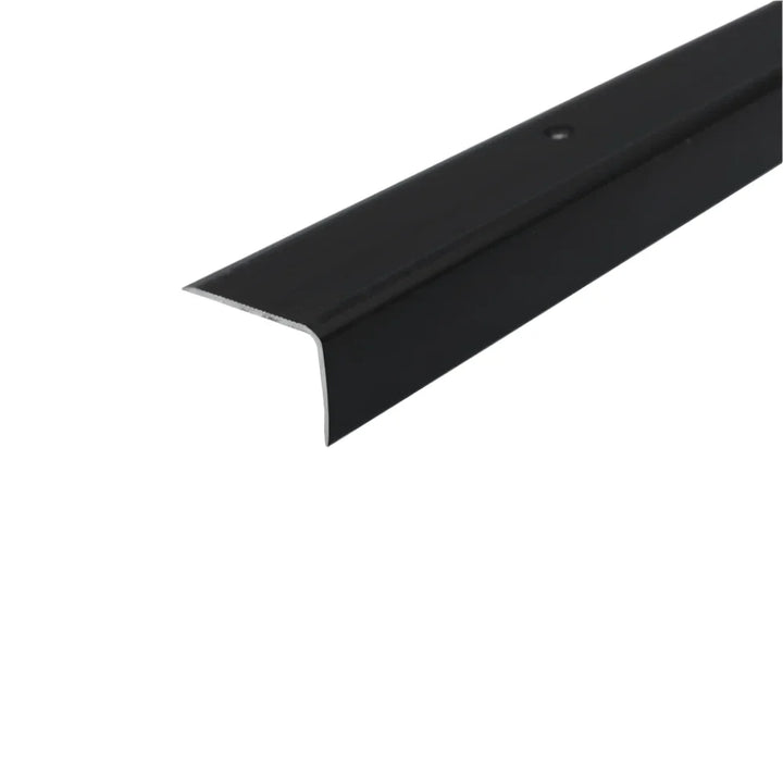 A42 41x26.6mm anodised aluminium non-slip ribbed stair nosing fitted to stairs for improved grip and edge protection. 2