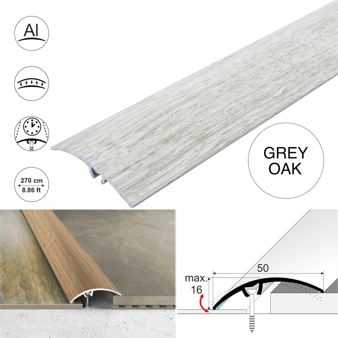A65 50mm Aluminium Wood Effect Door Threshold Strip
