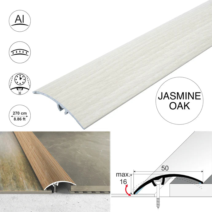 A65 50mm Aluminium Wood Effect Door Threshold Strip
