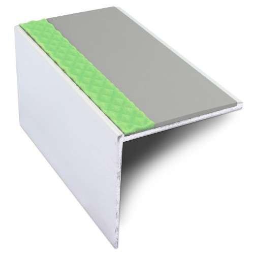 ASL19 56x55mm Tredsafe DDA Compliant Aluminium Non Slip Stair Nosing Edge Trim With Pvc Insert