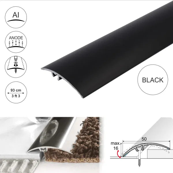 A65 50mm anodised aluminium door threshold strip for UK doorways and wide floor transitions 2