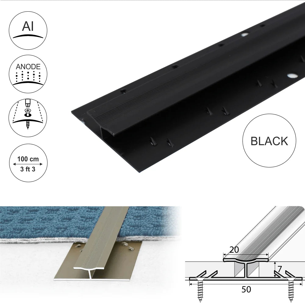 C61 20mm Anodised Aluminium Dual Edge Carpet Profile for Neat Carpet Transitions in UK Homes and Commercial Spaces 2