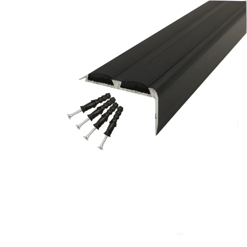 A37 36x20mm Anodised Aluminium Non-Slip Rubber Stair Nosing Edge Trim for Safe UK Stairs 3