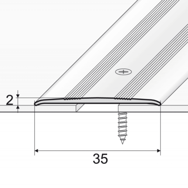 A08 35mm anodised aluminium flat door threshold profile for UK doorways and smooth floor transitions 1