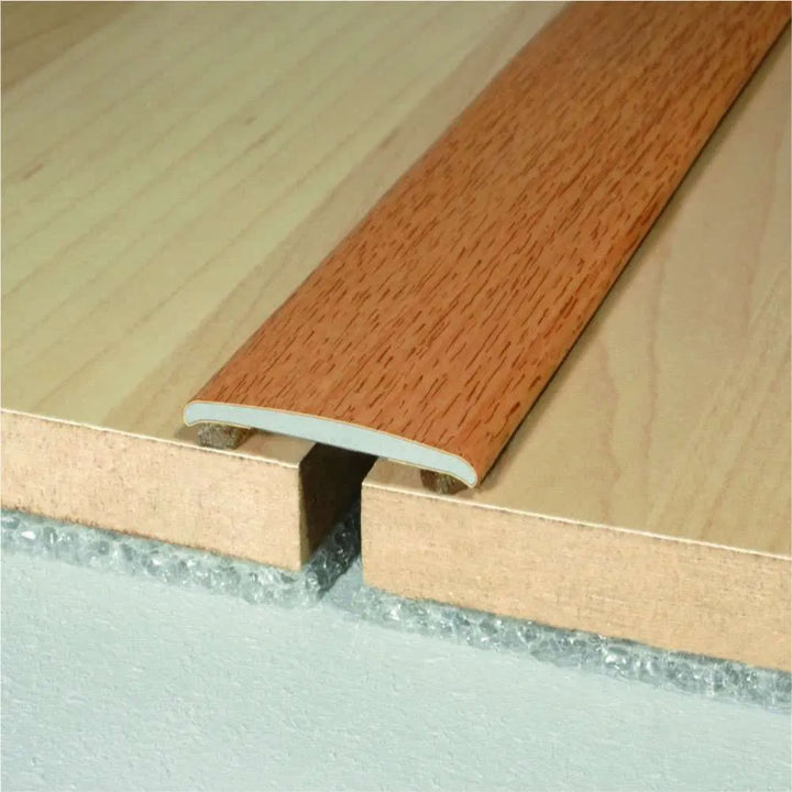 A08 35mm aluminium wood effect self-adhesive door threshold strip for smooth UK floor transitions & edge protection