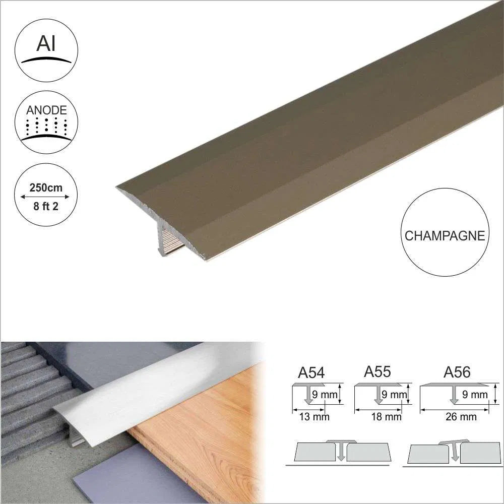 A55 18mm Aluminium T Bar Threshold Trim | Tile Edge Protection & Smooth Transition 3