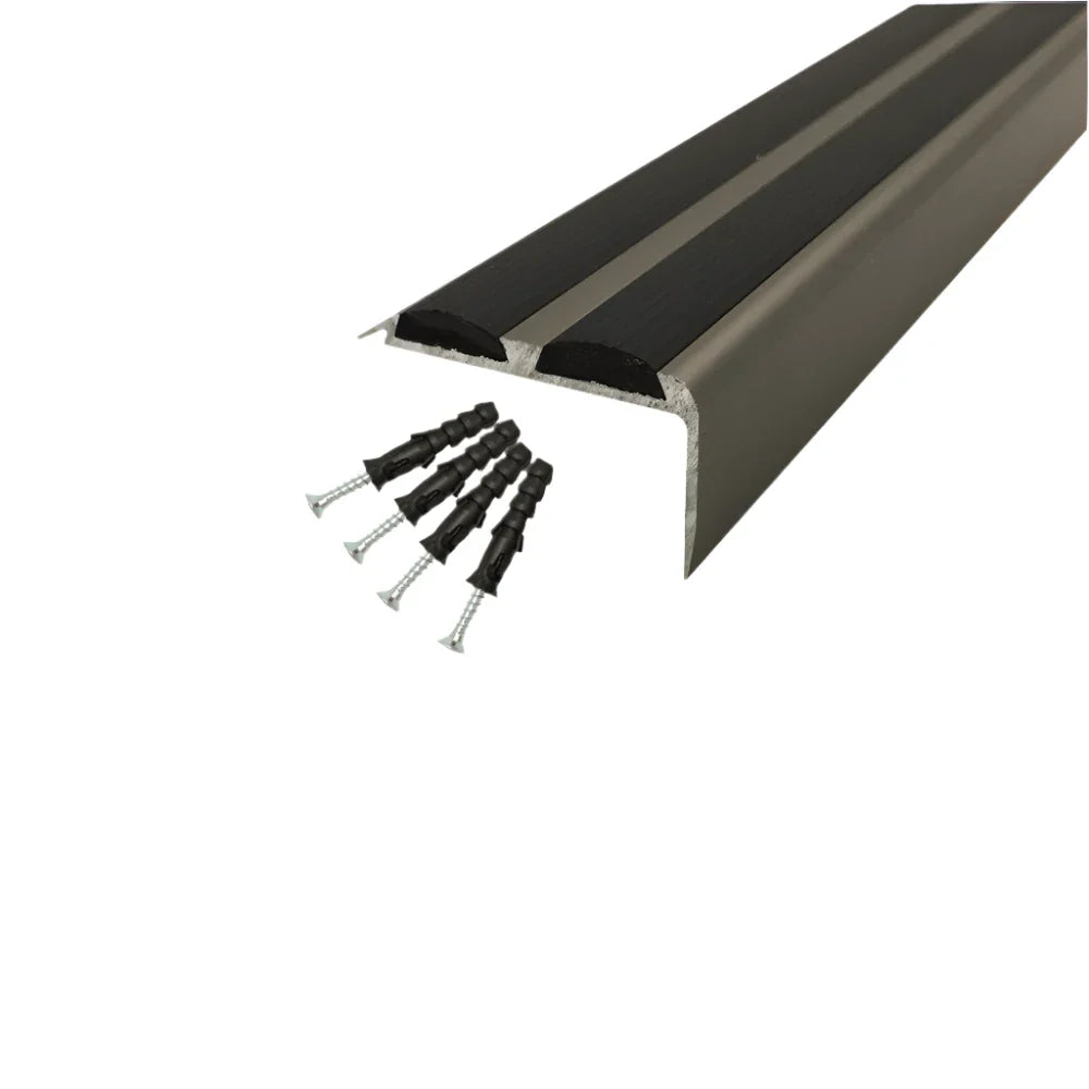 A37 36x20mm Anodised Aluminium Non-Slip Rubber Stair Nosing Edge Trim for Safe UK Stairs 4